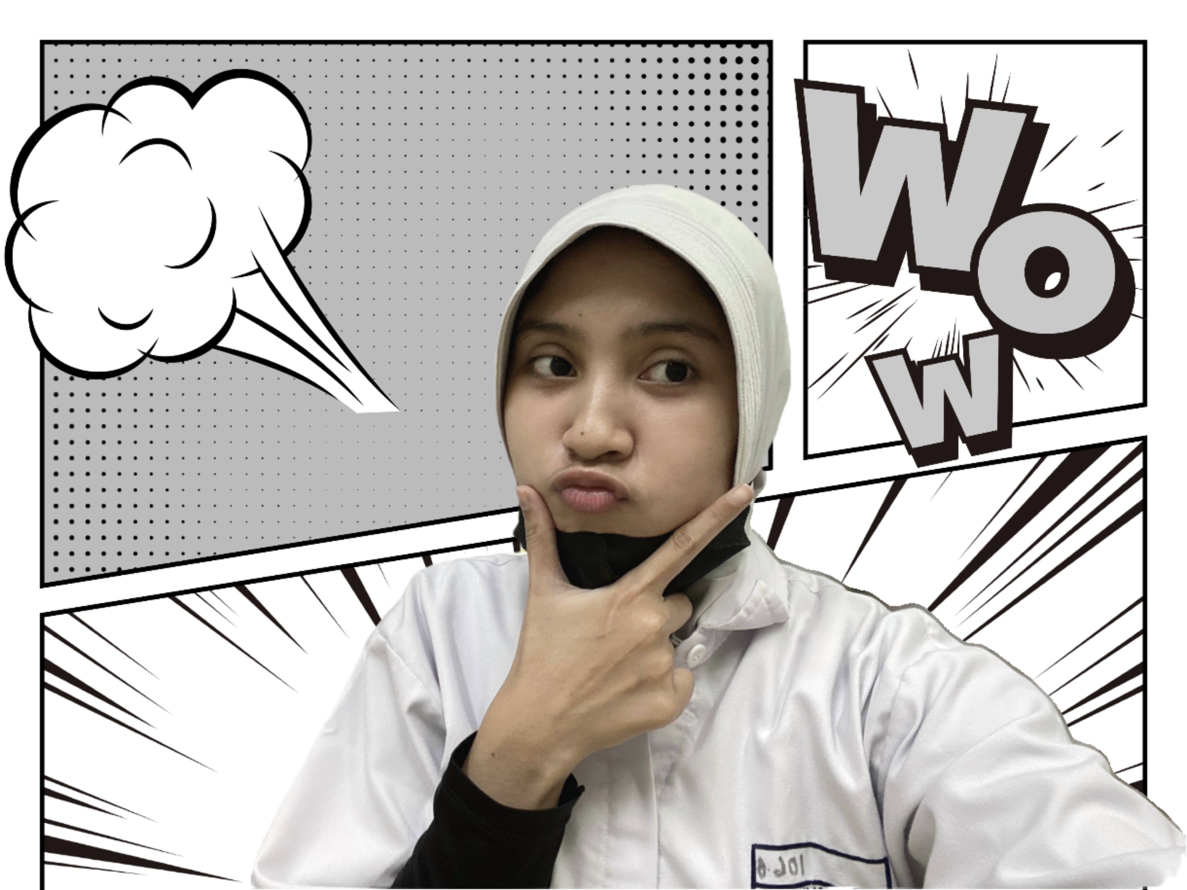Foto Wulan dengan latar manga